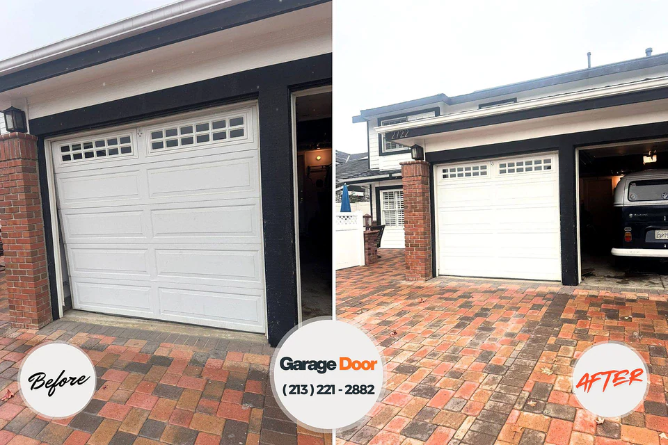 Before and after: garage door repair Michigan Center, MI
